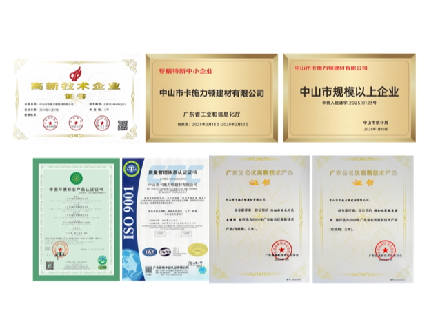 中山市卡施力頓有限公司（磚麗美縫）：榮譽(yù)見(jiàn)證卓越之路